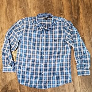 Chaps Men's Blue and White Plaid Shirt